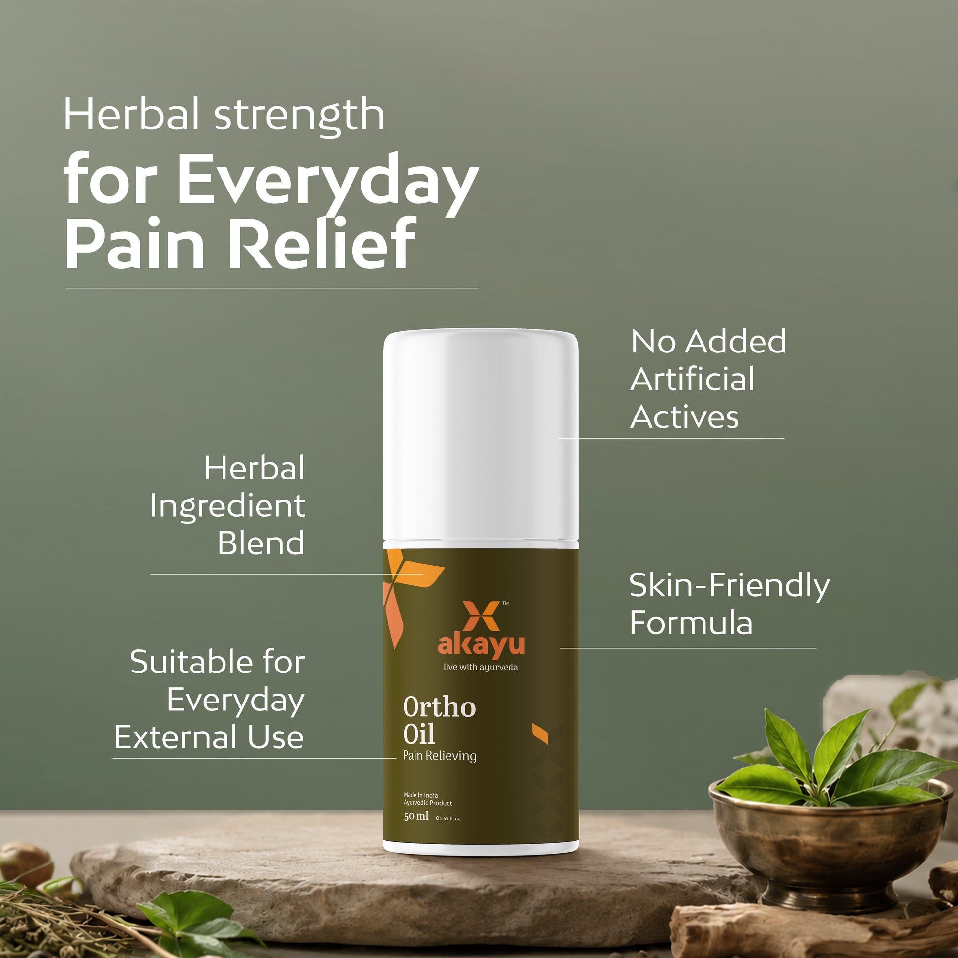 Akayu Ortho Oil skin balancing herbal pain relief cream bottle